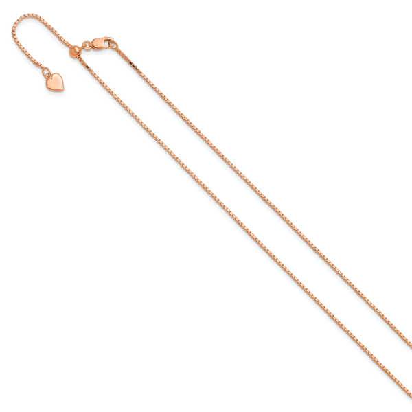 Leslie's Sterling Silver Rose Gold-plated Adjustable 1.1mm Box Chain - Image 2