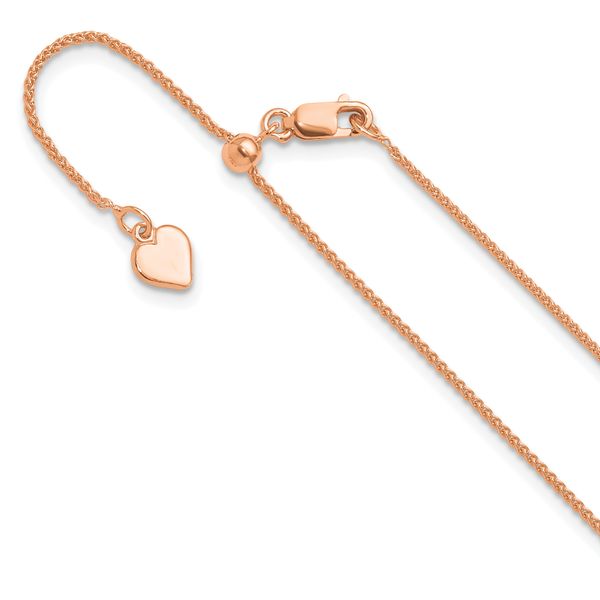 Leslie's Sterling Silver Rose Gold-plated Adjustable 1mm Spiga Chain