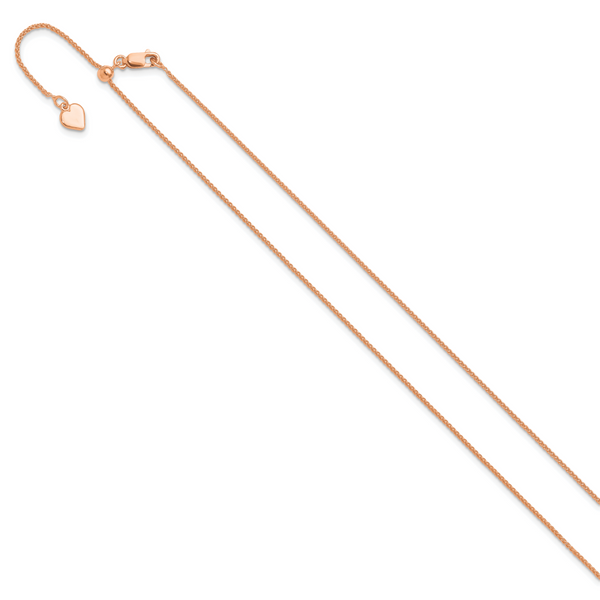 Leslie's Sterling Silver Rose Gold-plated Adjustable 1mm Spiga Chain - Image 2