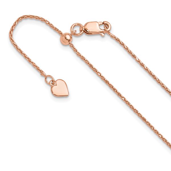 Leslie's Sterling Silver Rose Gold-plated Adjustable 1.1mm D/C Spiga Chain