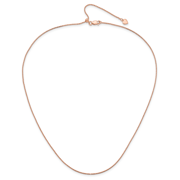 Leslie's Sterling Silver Rose Gold-plated Adjustable 1.1mm D/C Spiga Chain - Image 4