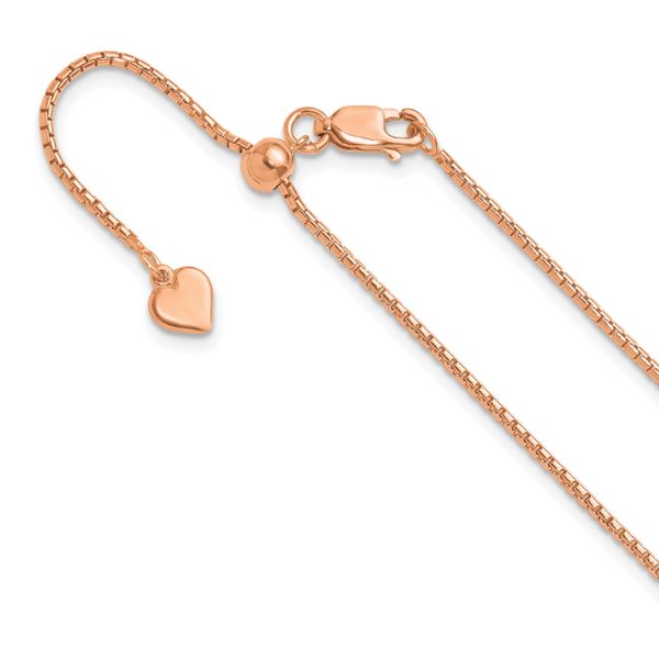 Leslie's Sterling Silver Rose Gold-plated Adjustable 1.25mm Round Box Chain