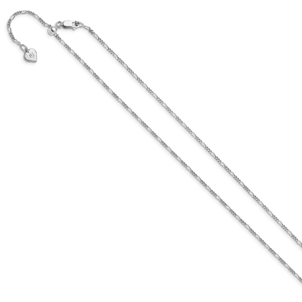 Leslie's Sterling Silver Adjustable 1.55mm Figaro Chain - Image 2
