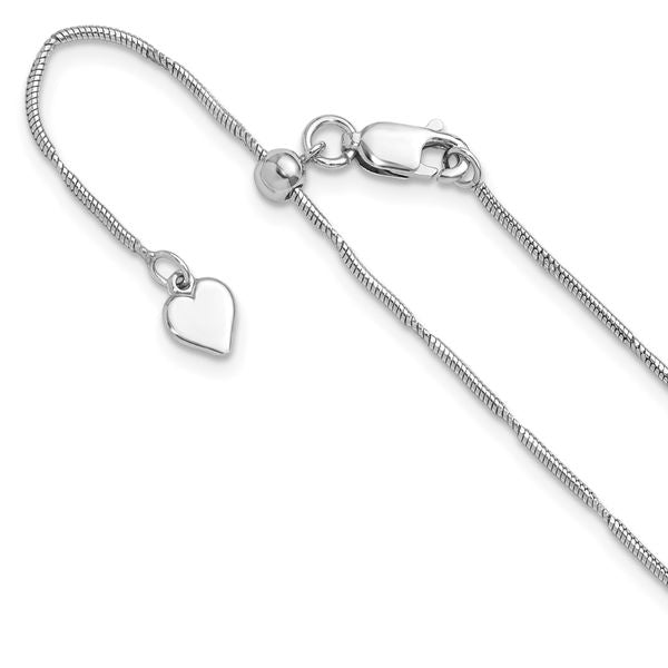 Leslie's Sterling Silver Rhodium-plated Diamond-cut Adjustable Snake Chain