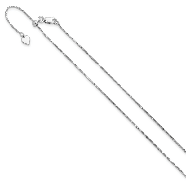Leslie's Sterling Silver Rhodium-plated Diamond-cut Adjustable Snake Chain - Image 2
