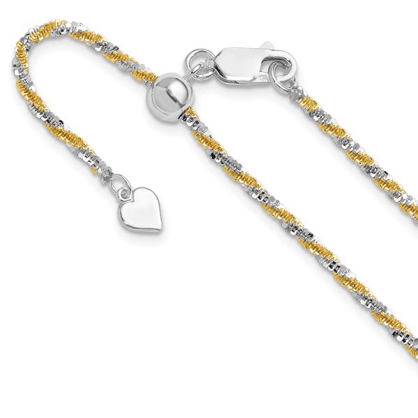 Leslie's Sterling Silver w/Gold-tone Adjustable 2mm Cyclone Chain