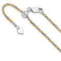 Leslie's Sterling Silver w/Gold-tone Adjustable 2mm Cyclone Chain