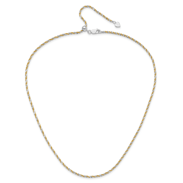 Leslie's Sterling Silver w/Gold-tone Adjustable 2mm Cyclone Chain - Image 4