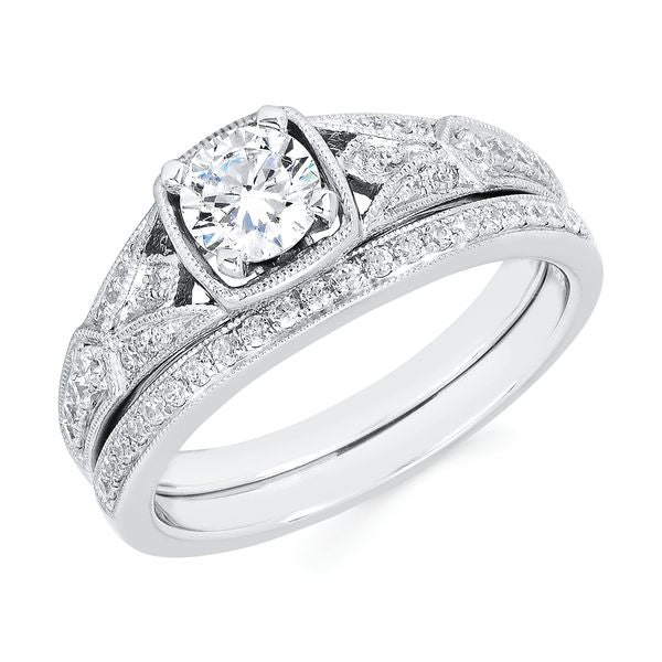 14k White Gold Bridal Set