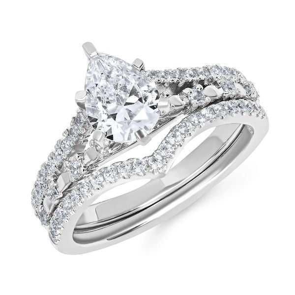 14k White Gold Bridal Set