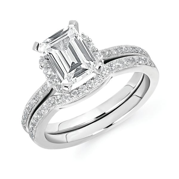14k White Gold Bridal Set