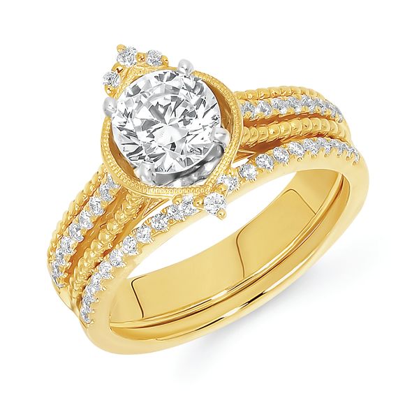 14k Yellow Gold Bridal Set