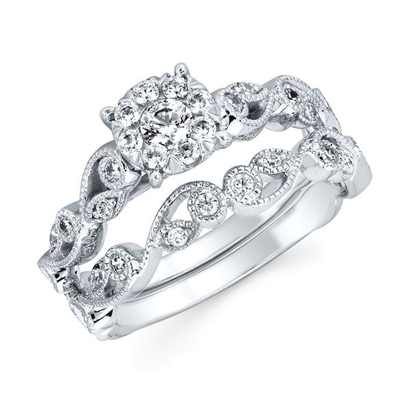 14k White Gold Bridal Set