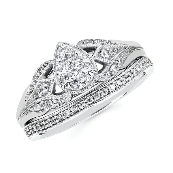 14k White Gold Bridal Set