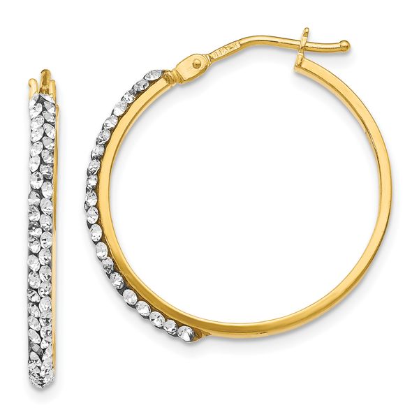 Leslie's 14K Crystals Polished Hoop Earrings