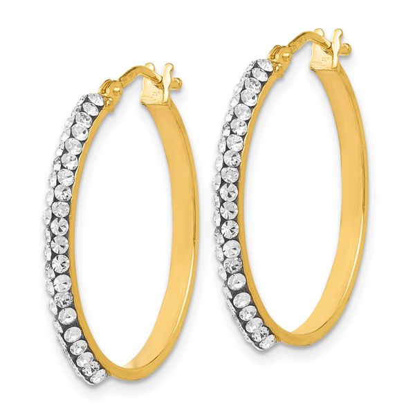 Leslie's 14K Crystals Polished Hoop Earrings - Image 2