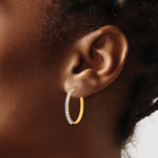 Leslie's 14K Crystals Polished Hoop Earrings - Image 3