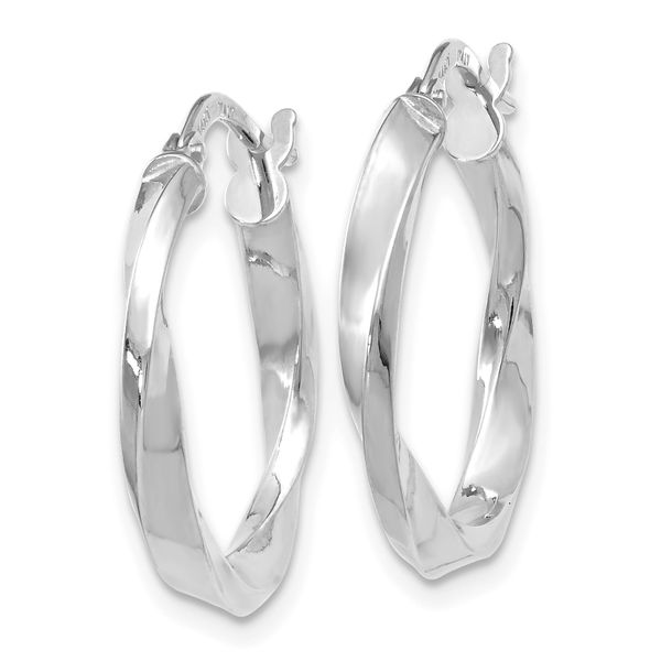 Leslie's 14K White Gold Polished Twisted Hoop Earrings - Image 2