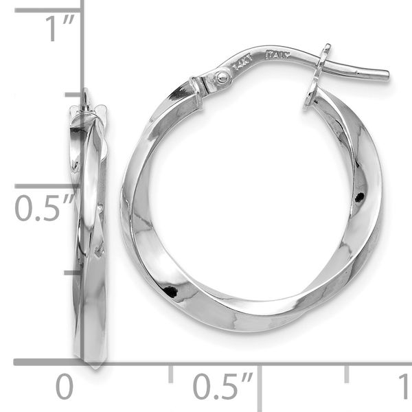 Leslie's 14K White Gold Polished Twisted Hoop Earrings - Image 4