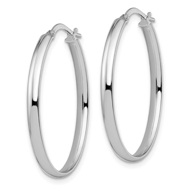 Leslie's 14K White Gold Polished Oval Hoop Earrings - Image 2