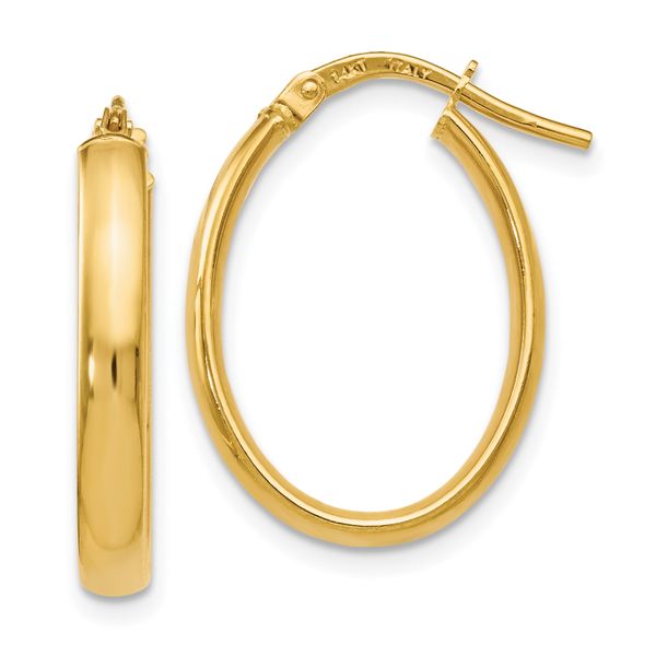 Leslie's 14K Polished Oval Hoop Earrings