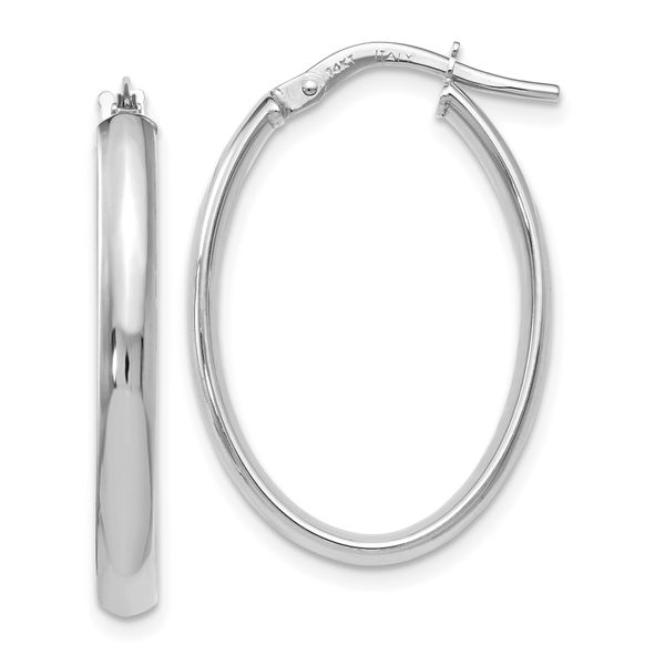 Leslie's 14K White Gold Polished Oval Hoop Earrings