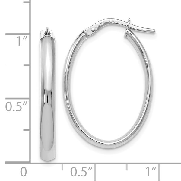 Leslie's 14K White Gold Polished Oval Hoop Earrings - Image 4