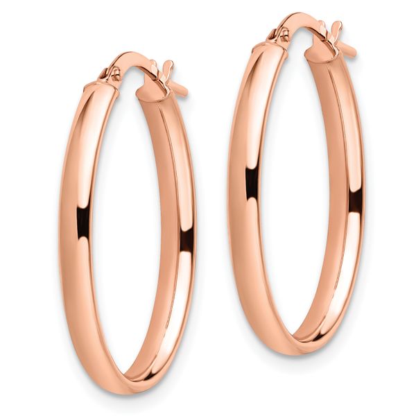 Leslie's 14K Rose Gold Polished Oval Hoop Earrings - Image 2