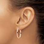Leslie's 14K Rose Gold Polished Oval Hoop Earrings - Image 3