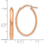 Leslie's 14K Rose Gold Polished Oval Hoop Earrings - Image 4