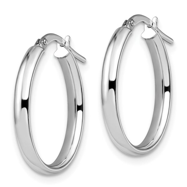 Leslie's 14K White Gold Polished Oval Hoop Earrings - Image 2
