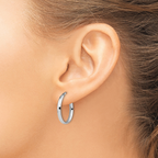 Leslie's 14K White Gold Polished Oval Hoop Earrings - Image 3