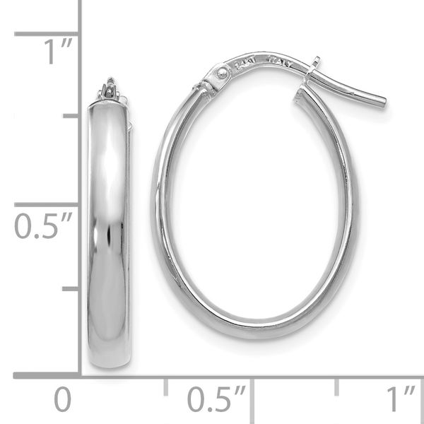 Leslie's 14K White Gold Polished Oval Hoop Earrings - Image 4