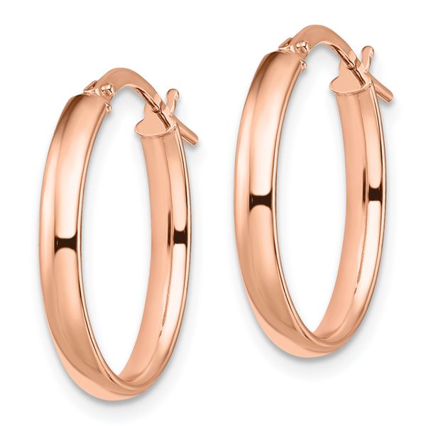 14K Rose Gold Polished Oval Hoop Earrings - Image 2