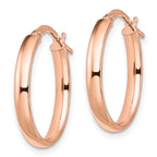 14K Rose Gold Polished Oval Hoop Earrings - Image 2