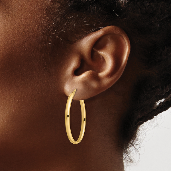 Leslie's 14K Polished Oval Hoop Earrings - Image 3