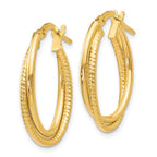 Leslie's 14K Gold Polished Textured Oval Hoop Earrings - Image 2