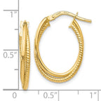 Leslie's 14K Gold Polished Textured Oval Hoop Earrings - Image 4
