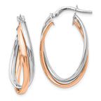 Leslie's 14K Rose and White Gold Polished Fancy Hoop Earrings
