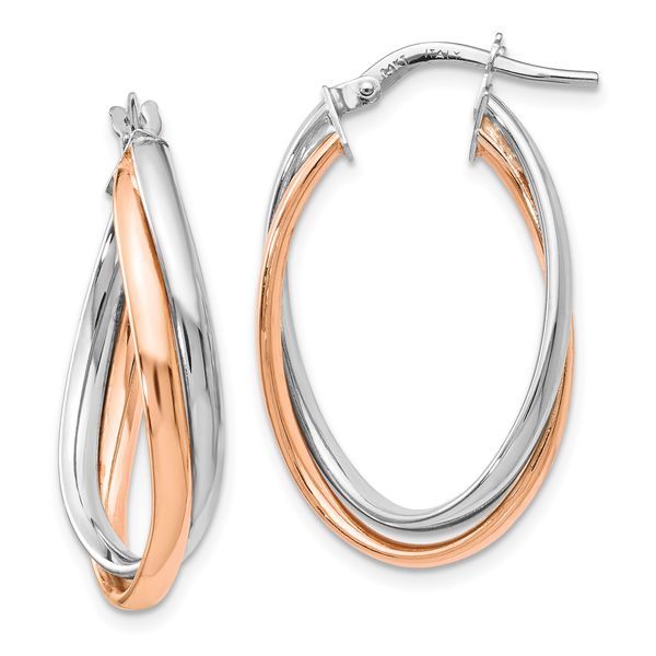 Leslie's 14K Rose and White Gold Polished Fancy Hoop Earrings