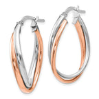 Leslie's 14K Rose and White Gold Polished Fancy Hoop Earrings - Image 2