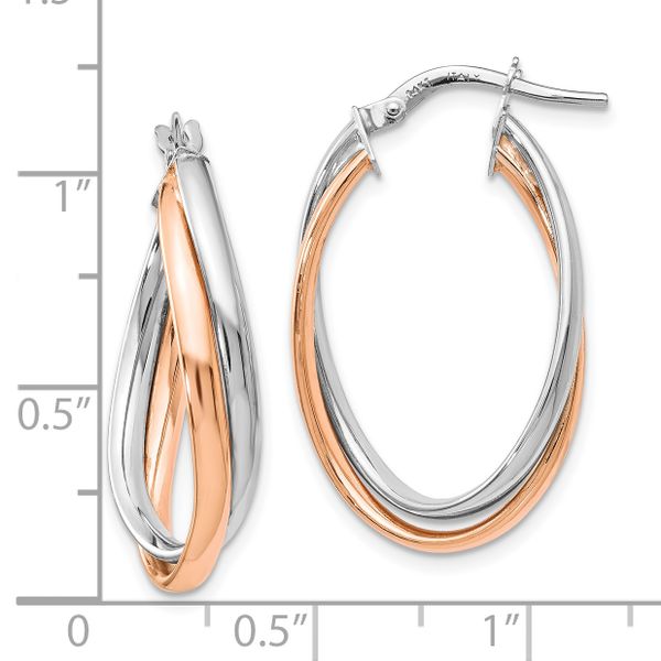 Leslie's 14K Rose and White Gold Polished Fancy Hoop Earrings - Image 4