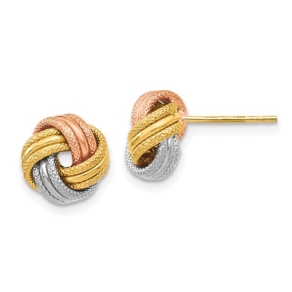 Leslie's 14K with White and Rose Rhodium Knot Polished D/C Post Earrings