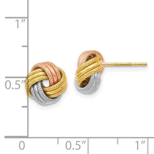 Leslie's 14K with White and Rose Rhodium Knot Polished D/C Post Earrings - Image 4