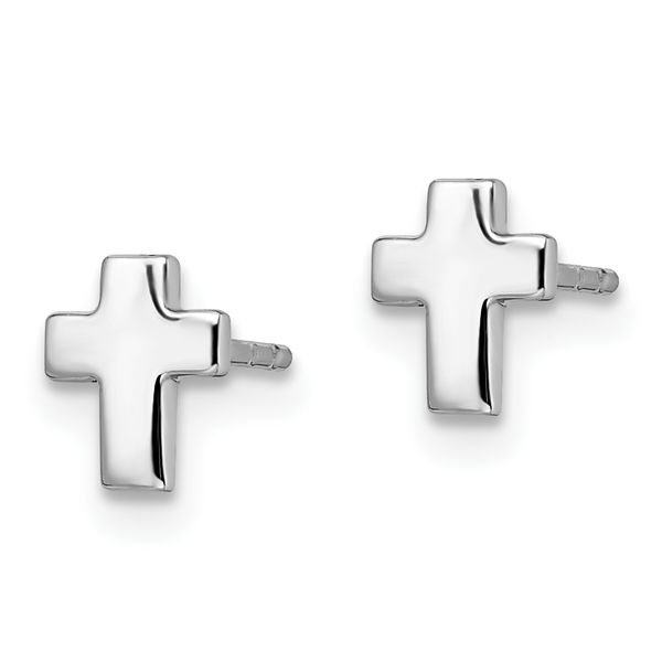 Leslie's 14K White Gold Polished Cross Post Earrings - Image 2