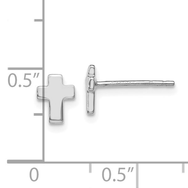 Leslie's 14K White Gold Polished Cross Post Earrings - Image 4