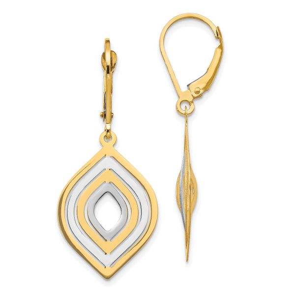 Leslie's 14K with Rhodium Polished Leverback Earrings