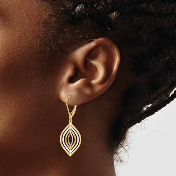 Leslie's 14K with Rhodium Polished Leverback Earrings - Image 3