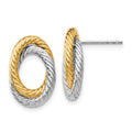 Leslie's 14K w/ White Rhodium Fancy Twisted Oval Post Earrings