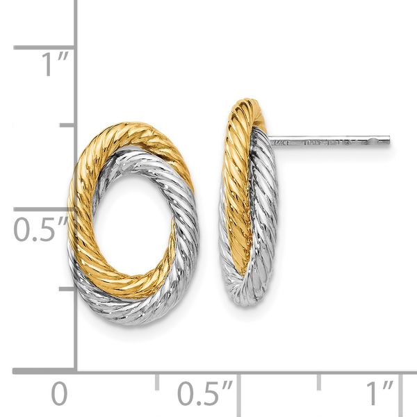 Leslie's 14K w/ White Rhodium Fancy Twisted Oval Post Earrings - Image 4
